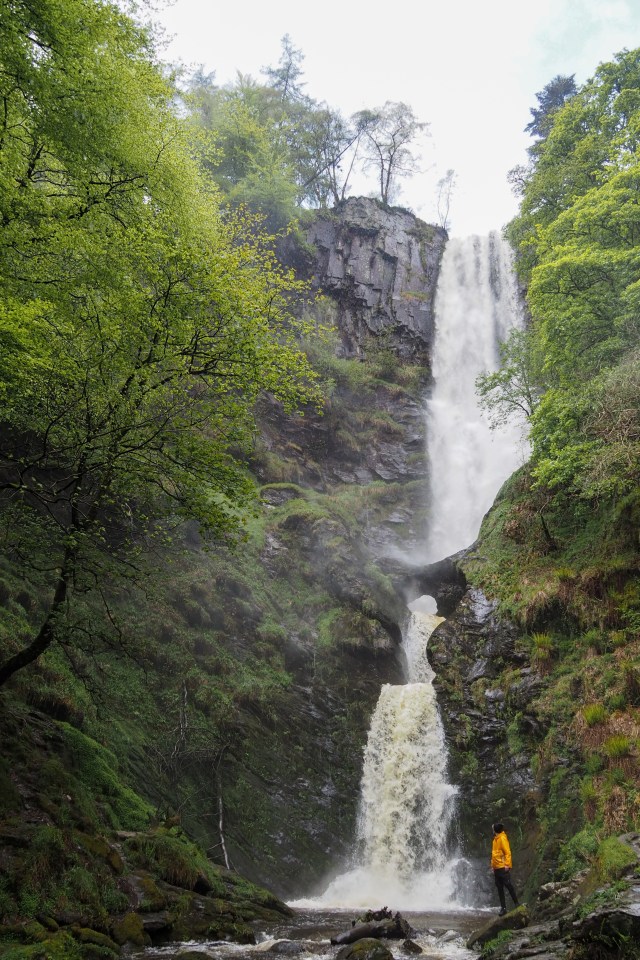 Situated just inside the Welsh border, Pistyll Rhaeadr waterfall is formed from streams originating in the Berwyn Mountains