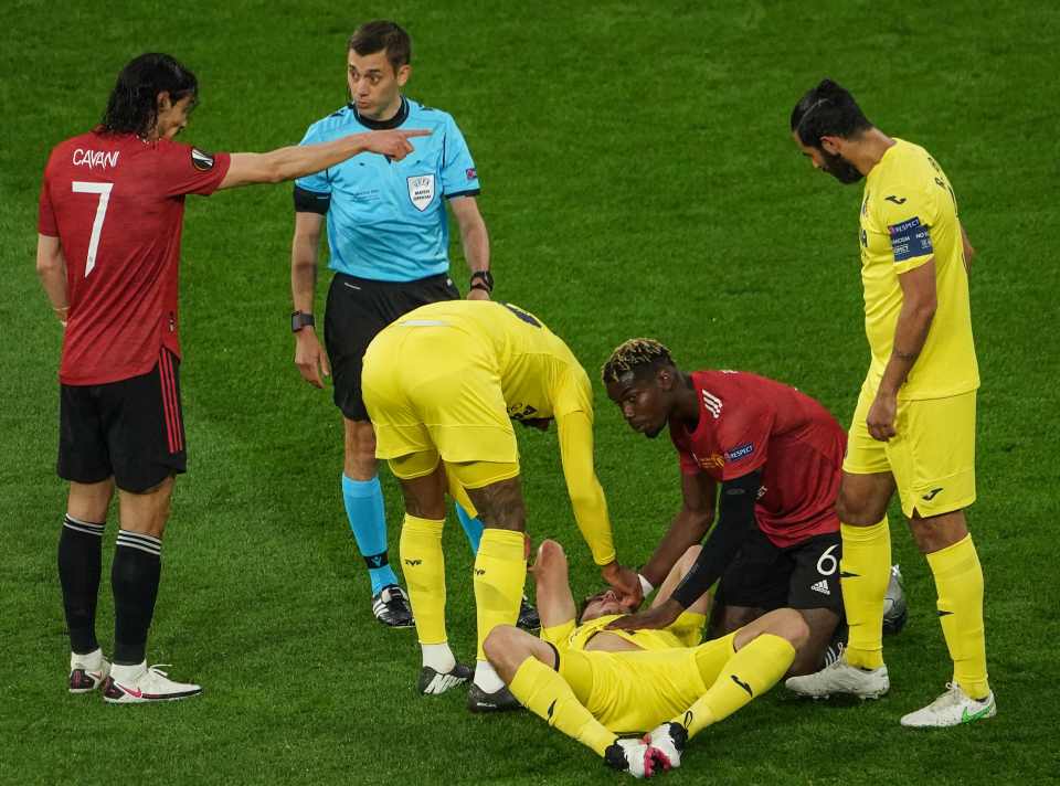 Paul Pogba checked on the wellbeing on his opponent after their accidental clash