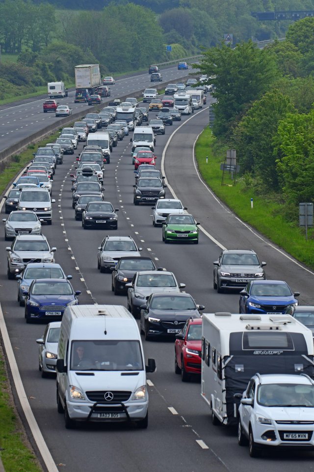 Morning traffic going southbound between Clevedon and Weston Super Mare Junction is at a standstil as motorists head off for their Bank Holiday Weekend