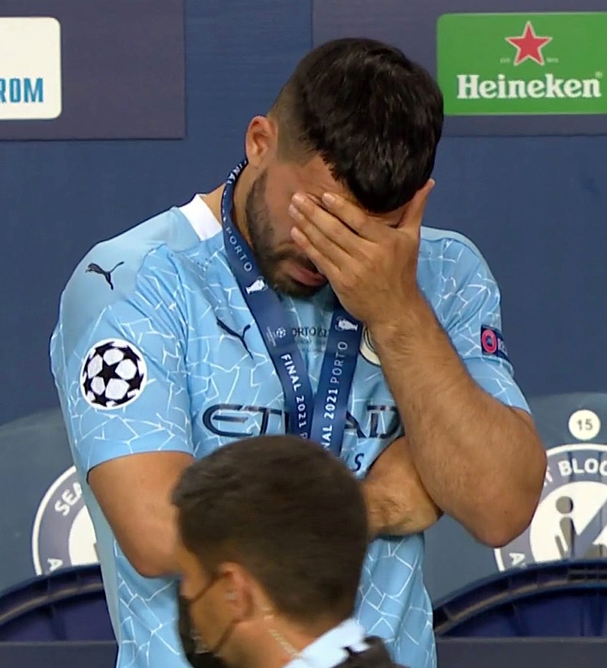 Aguero cut a devastated figure at the full-time whistle