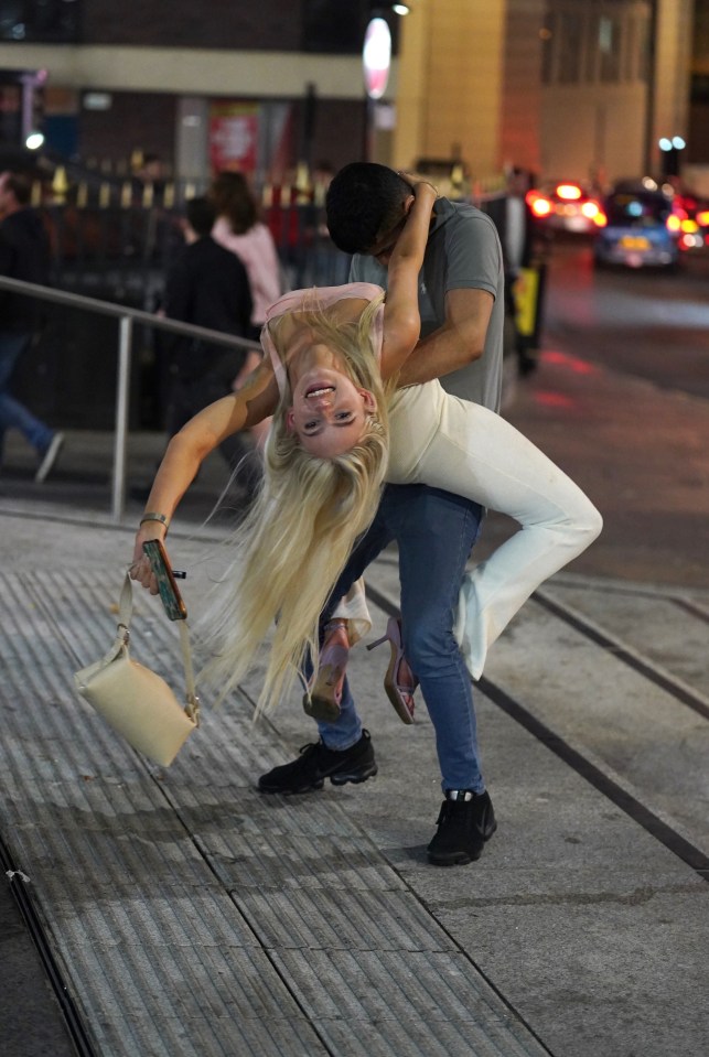 Two drinkers enjoy a night out on the town in Newcastle