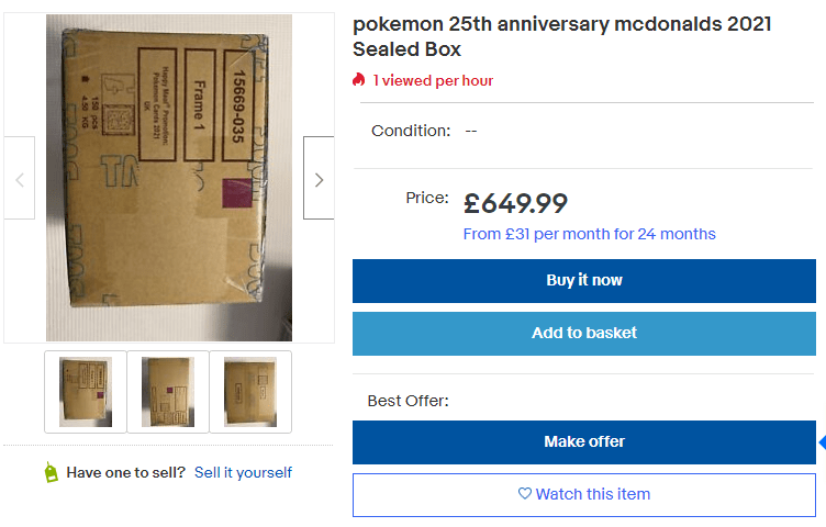 Some sellers are advertising boxes for hundreds of pounds more than the £2.79 meal