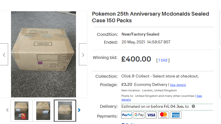 McDonald's Happy Meal Pokemon cards are being flogged on eBay