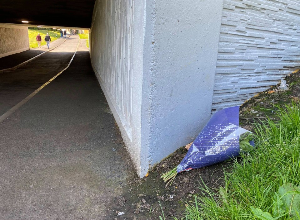 A floral tribute was today placed at the spot where the man was fatally injured