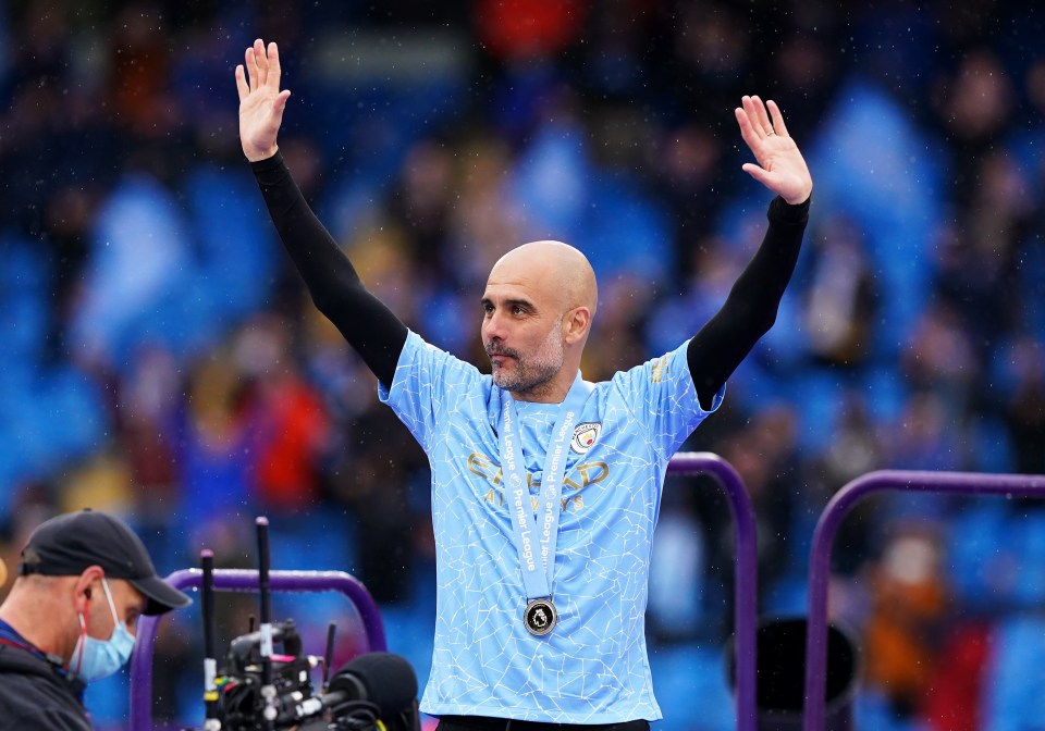 Pep Guardiola celebrated his third Premier League title at Man City