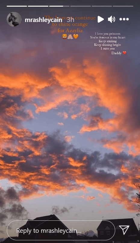 Ashley shared a video of the clouds tinged with orange on Bank Holiday Monday