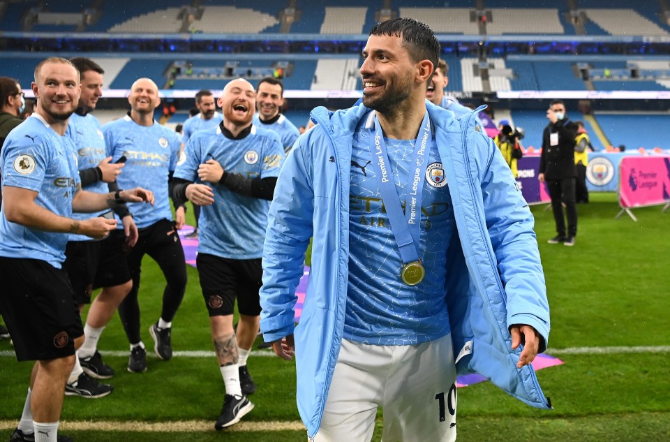 The Argentine scored twice in his final game at the Etihad for City on Sunday