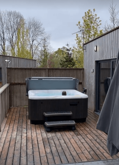 There is decking complete with a hot tub – that Bunny enjoyed