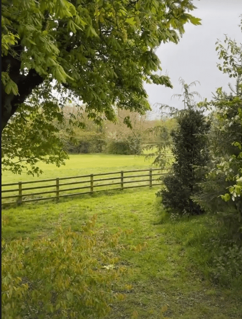 The lodge is in the middle of the countryside