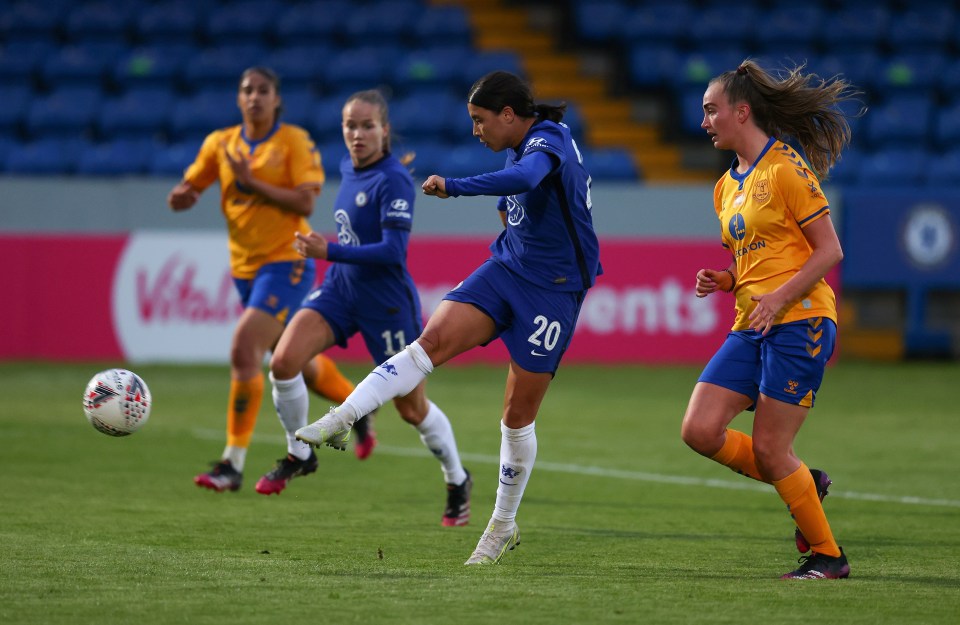 Sam Kerr got on the scoresheet to help the Blues double their lead in the second half