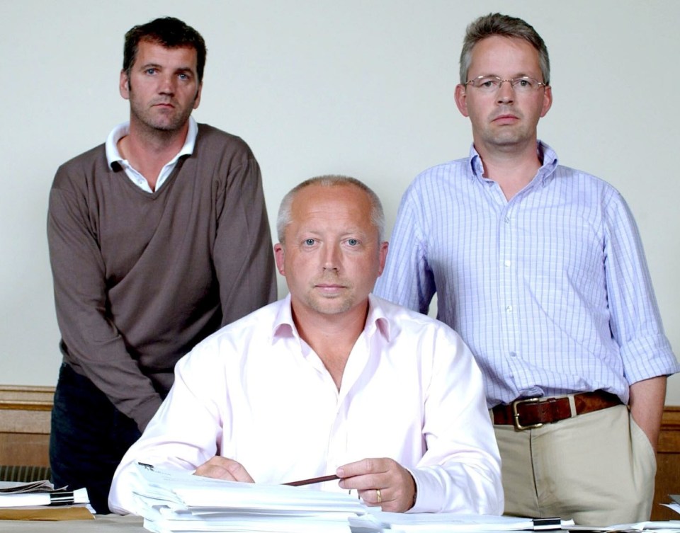 The NatWest Three in 2004: David Bermingham, Giles Darby, and Gary Mulgrew, who were charged with defrauding their employer