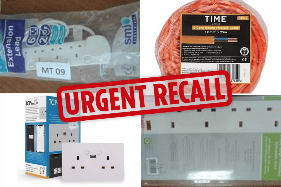 Several electronic products have been recalled over fire and eletrocution risks