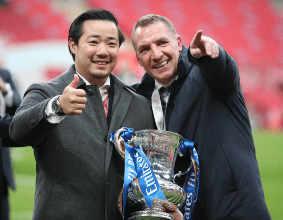 Leicester chairman Aiyawatt Srivaddhanaprabha and manager Brendan Rodgers point to a bright new future after at last winning an FA Cup final