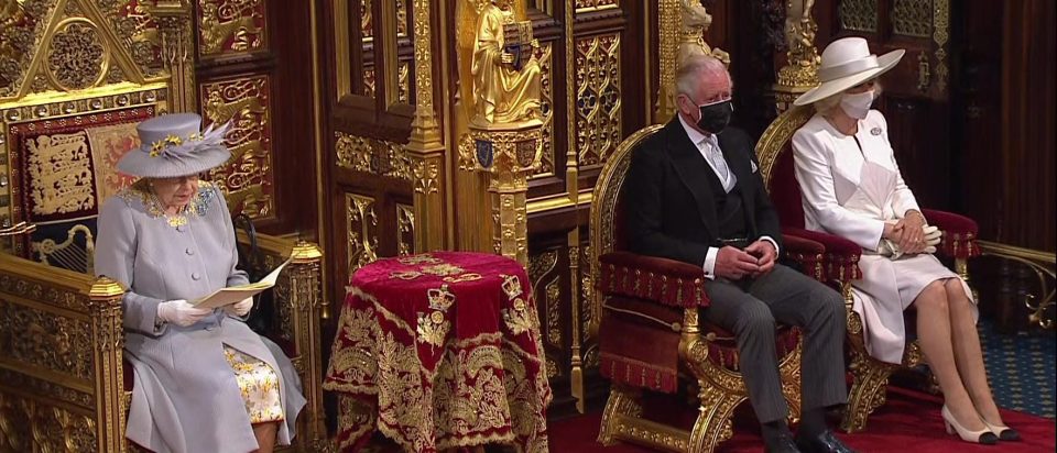 The Queen alongside Charles and Camilla