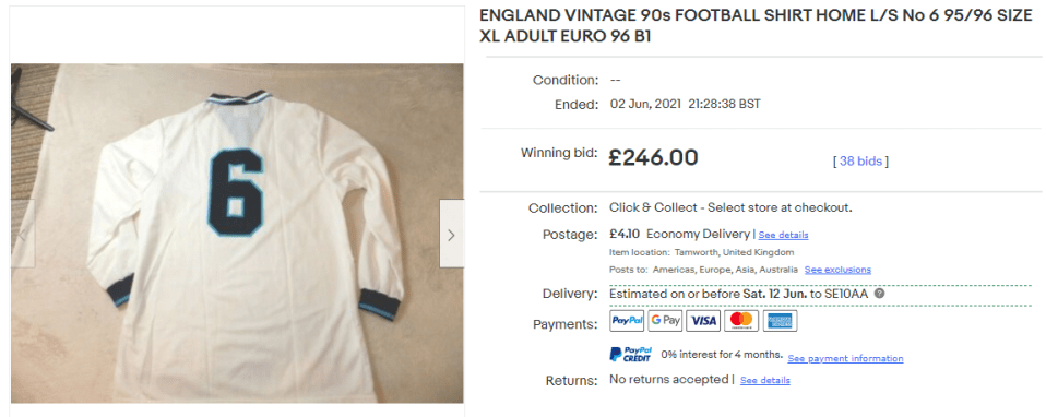 The shirt features number 6, Gareth Southgate's number