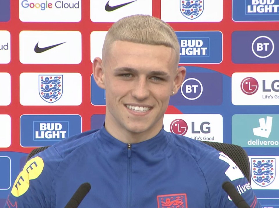 Phil Foden shows off his new Euro 2020 dyed haircut