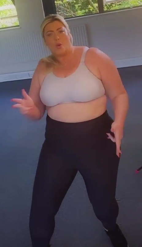 She showed off her weight loss by dancing about in just a bra top