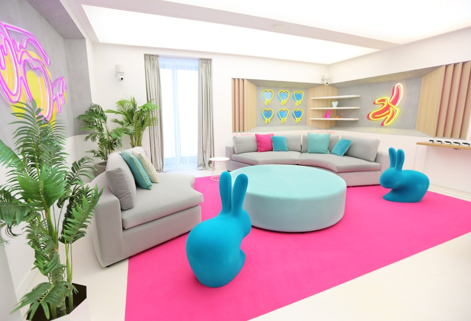 The little-used lounge featured two giant rabbit chairs and sofas