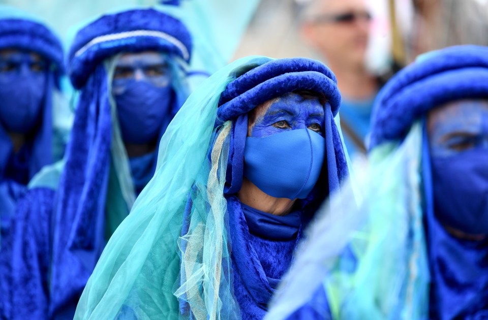 Protestors put on a colourful display on the march