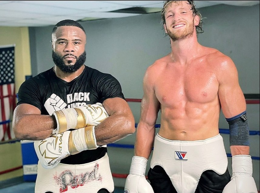 Jean Pascal in the gym with Logan Paul