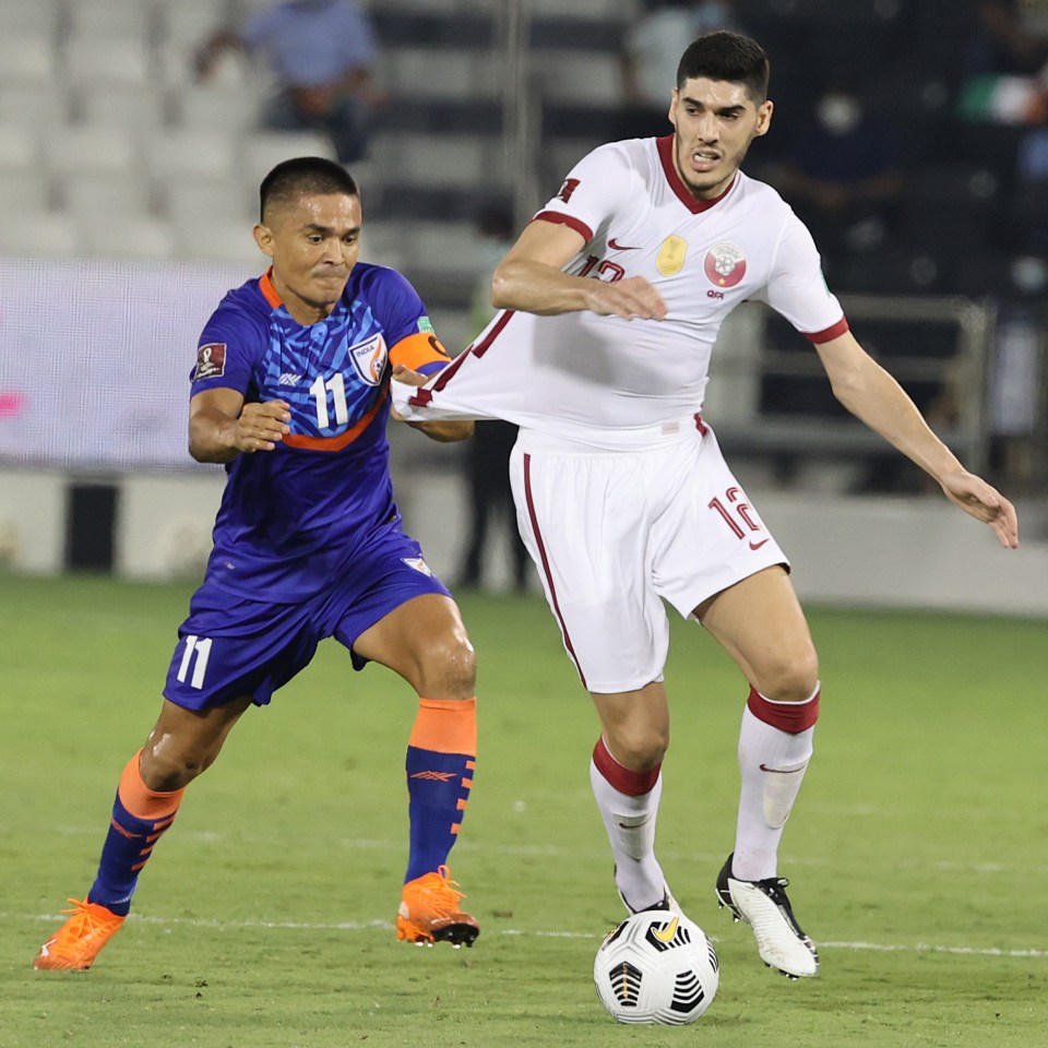 Sunil Chhetri, left, has scored 74 goals for India