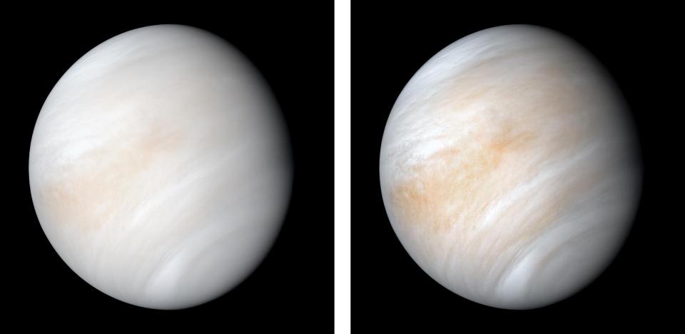 Venus typically looks a yellowish white to the human eye