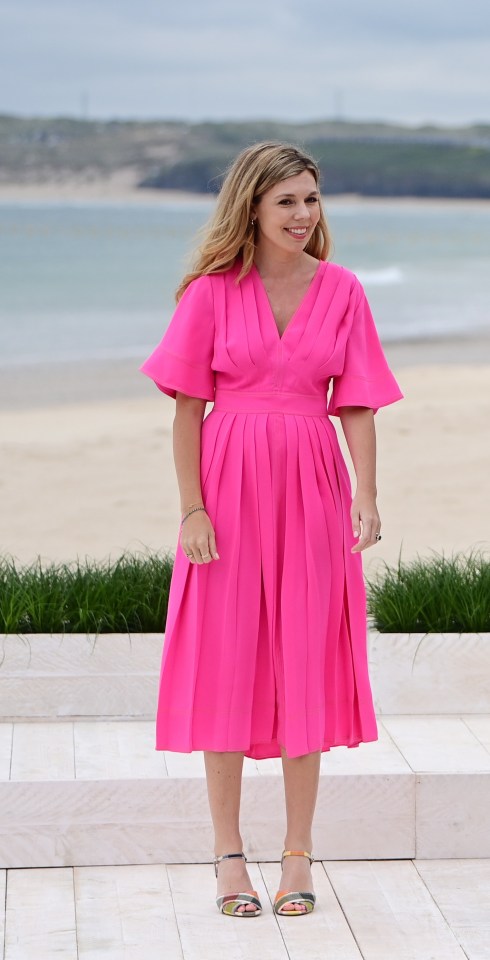 Carrie joined husband Boris for the G7 summit at the Carbis Hotel in Carbis Bay, St. Ives