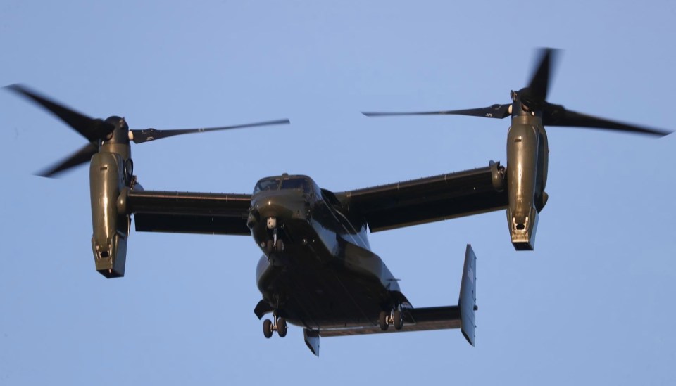 Close up of a United States Marine Corps (USMC) Osprey helicopter