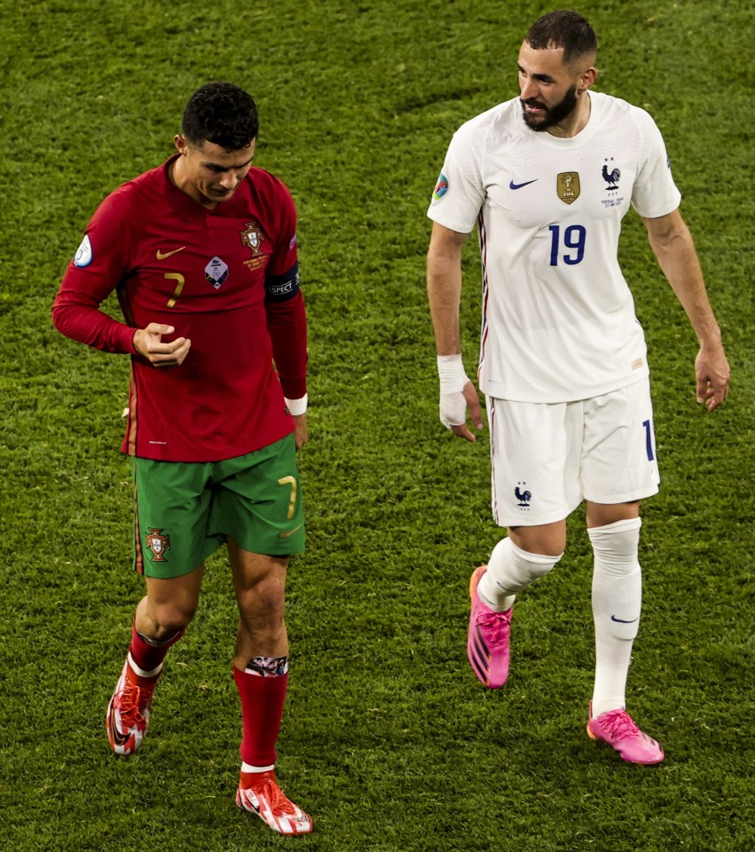 Ronaldo made the shin pads just visible after the game