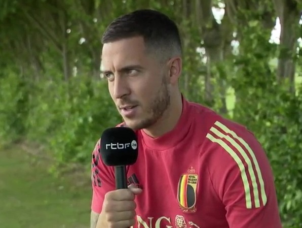 Hazard glared at Carrasco after his Belgium team-mate crashed his interview