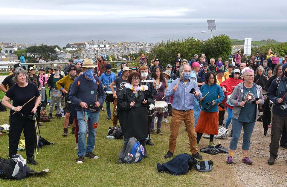 Demonstrators held a noisy but peaceful protest