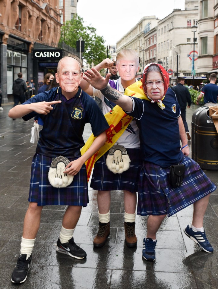 Scottish fans in fancy dress ahead of the match