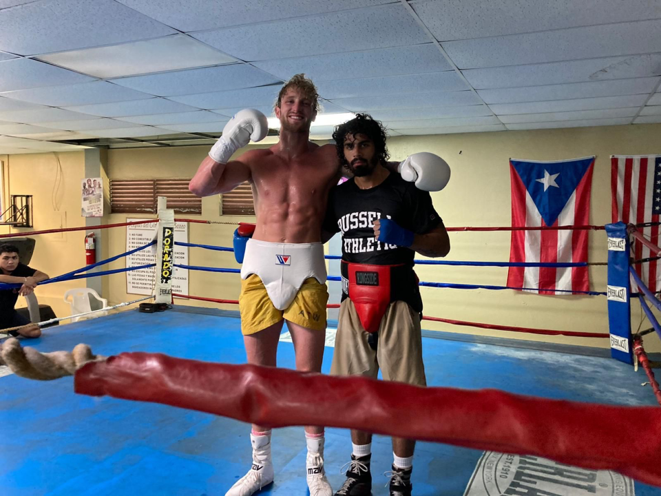 Logan Paul pictured with sparring partner Lucas Ruiz