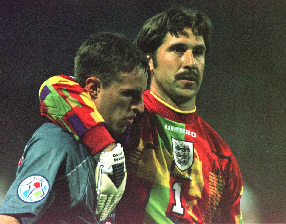 Seaman comforted Gareth Southgate after his Euro 96 penalty heartbreak