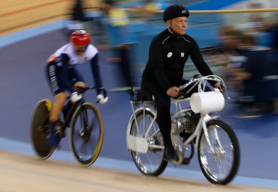 The derny motorbike is used in the Keirin to pace the riders before the official pulls away to let the riders race for the line