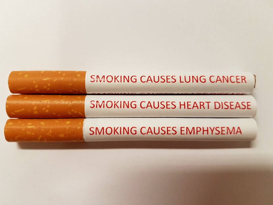 A plan for red warnings on individual cigarettes like these will be presented tomorrow