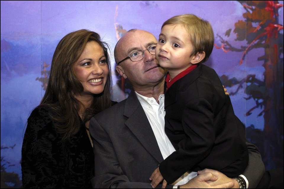 Phil Collins, his wife Orianne and his son Nicholas in 2004