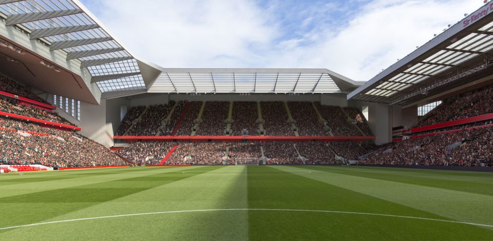 An artist impression of the new Anfield Road stand