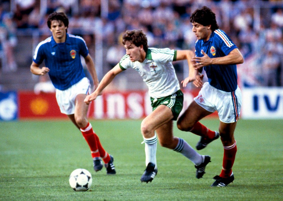 Teenage Norman Whiteside wriggles through Yugoslavia challenges