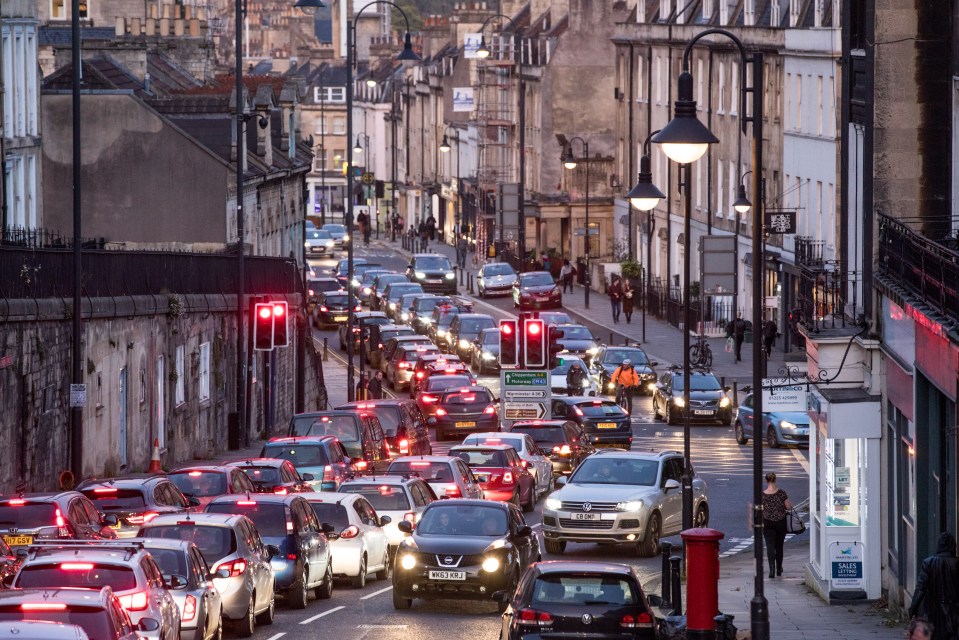 Traffic congestion builds up on roads in Bath