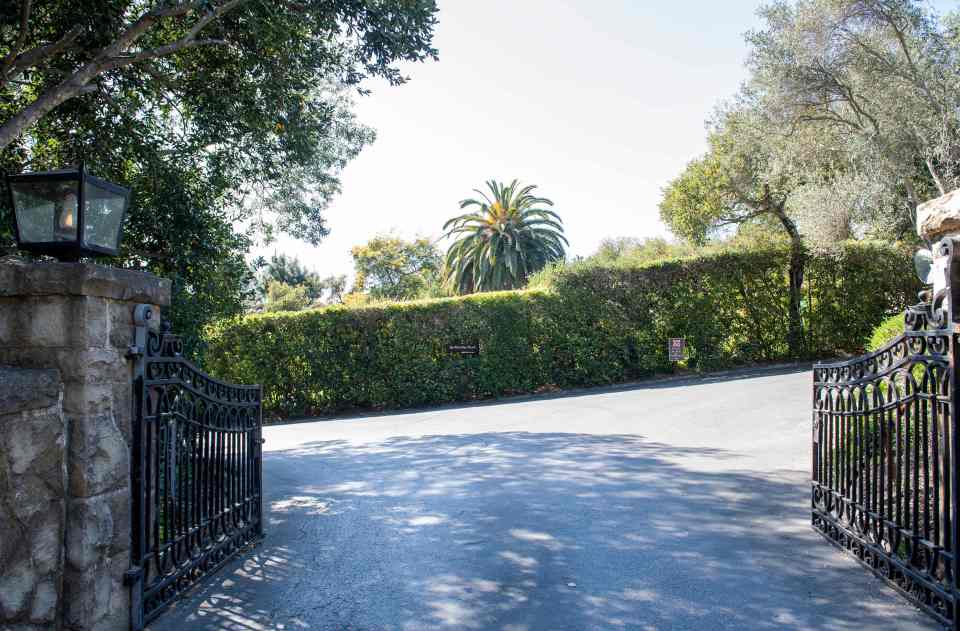 The gate of the estate where Harry and Meghan live