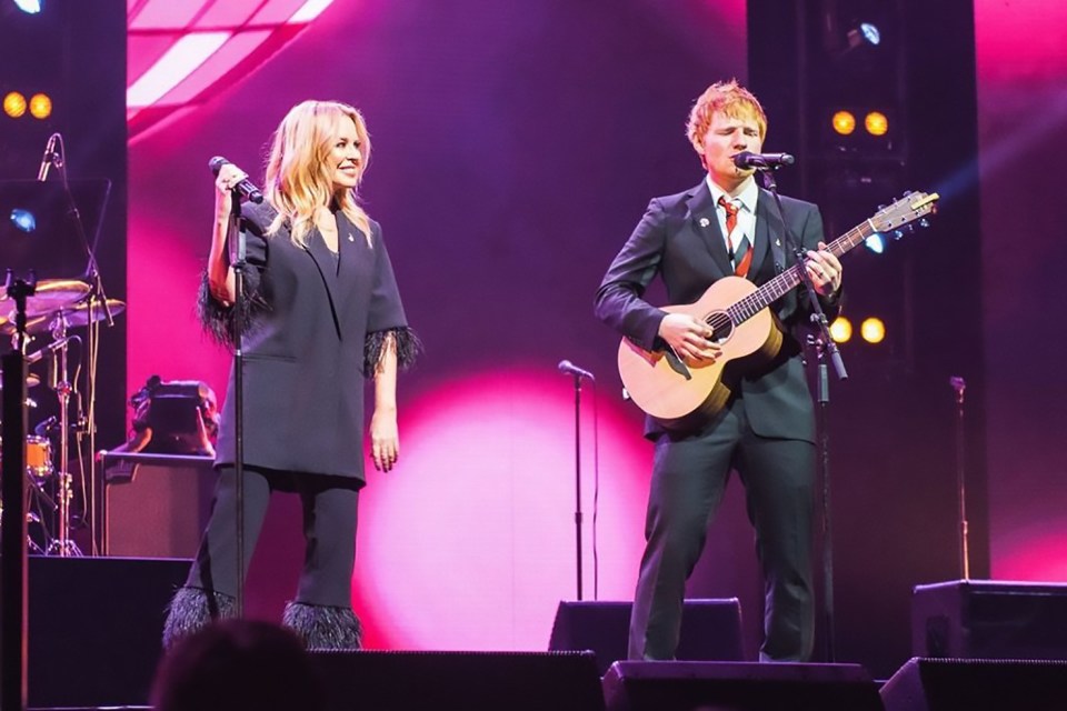 Kylie and Ed teamed up when Ed made a tearful appearance in Australia at the memorial for his late music-mogul pal Michael Gudinski in March