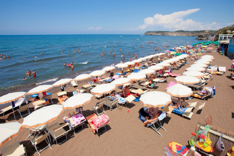 Quarantine-free travel is permitted to just eleven countries on the green list but this does not include tourist hotspots such as Spain, France and Italy (Image shows a beach on the coast of Campania, Italy)