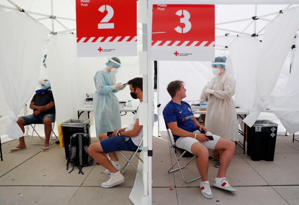 Football fans get tested for Covid in Porto ahead of the Champions League final on May 29