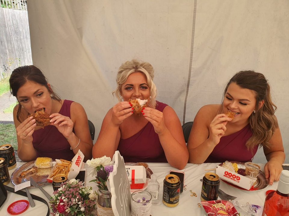 Wedding guests tuck into their KFC