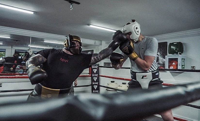 Eddie Hall shows off a sparring pic while firing warning to Thor