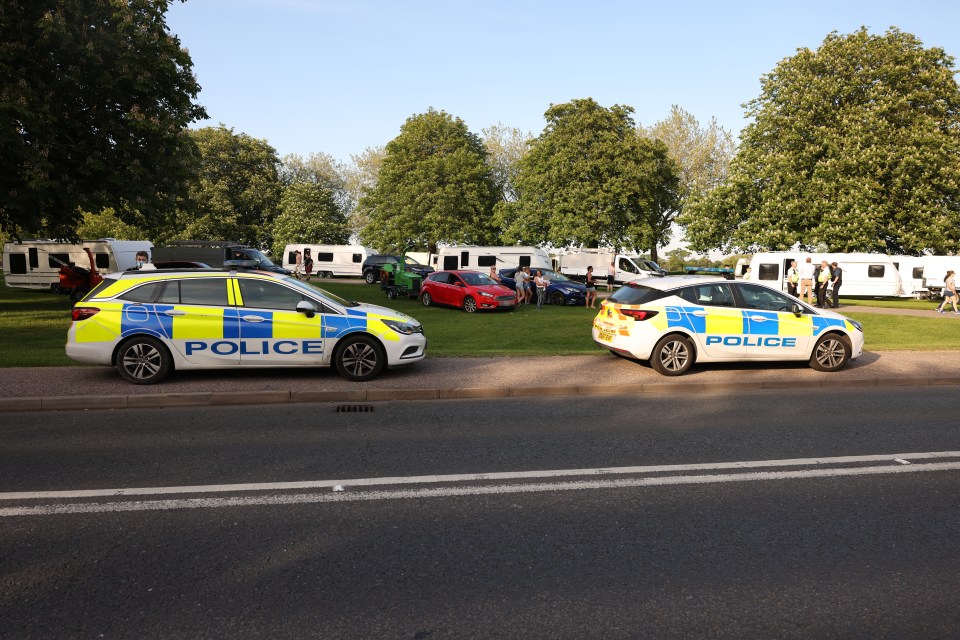 Officers were called to Windsor Castle after reports that travellers had set up camp there