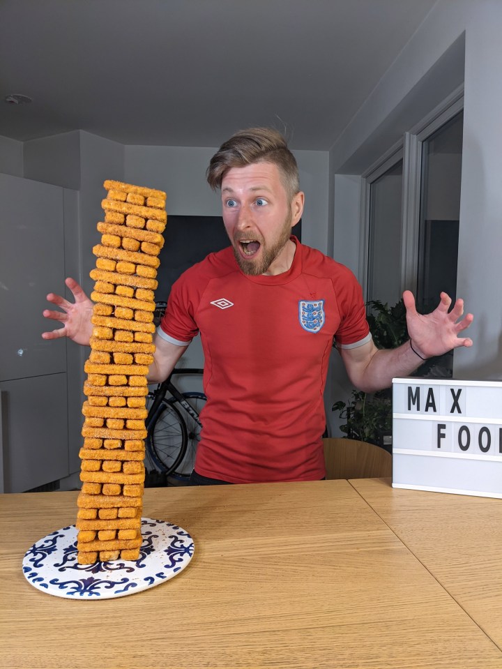 Max prepares to commence the 100 fish finger eating challenge