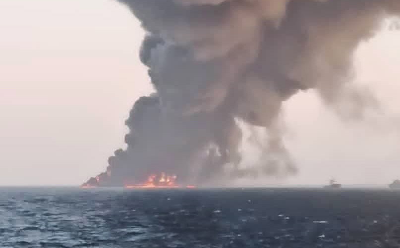 Smoke rising from Iran's Kharg in the Gulf of Oman