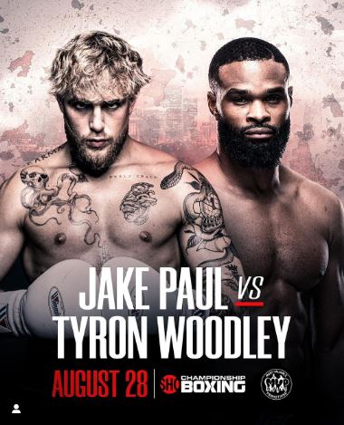 Jake Paul will box former UFC welterweight champion Tyron Woodley on August 28